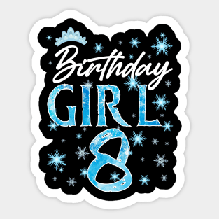 Winter Onederland 8th Birthday Girl Snowflake B-day Gift For Girls Kids Toddlers Sticker